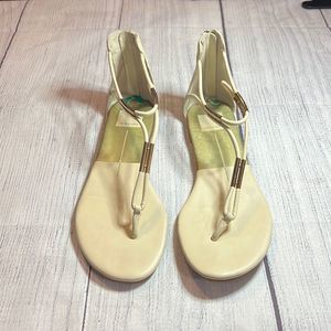 Dolce Vita Cream T-Strap Leather Sandals